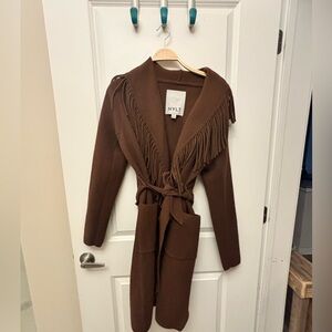 NVLT Chocolate Brown Fringe Cardigan